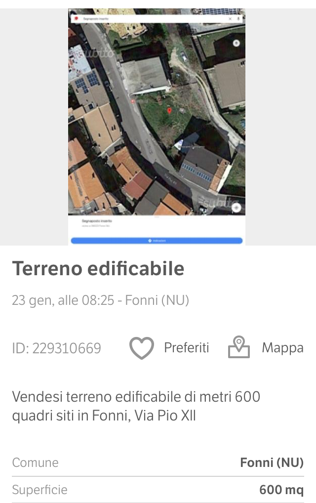 Vendita Terreno edificabile Fonni