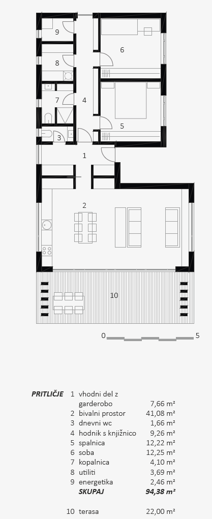 Planimetria della costruzione Casa in Legno modello CASA MINIMA  di RIKO-HISE srl - Arch. Daniele Bonzi