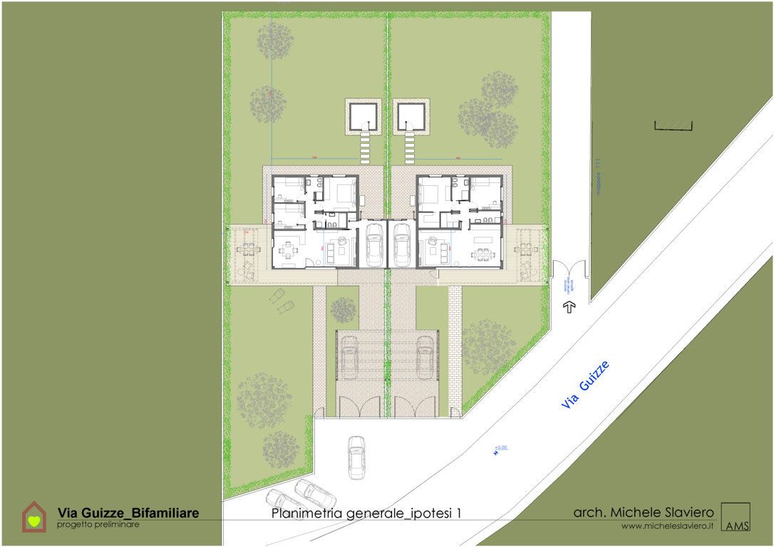 Progetto per bifamiliare realizzato da ARCHITETTO MICHELE SLAVIERO, Progettazione architettonica a Vicenza