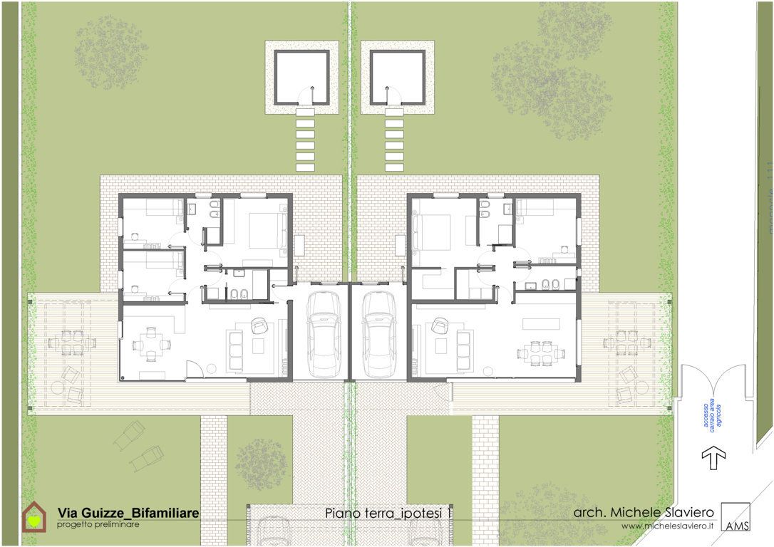 Progetto per bifamiliare realizzato da ARCHITETTO MICHELE SLAVIERO, Progettazione architettonica a Vicenza